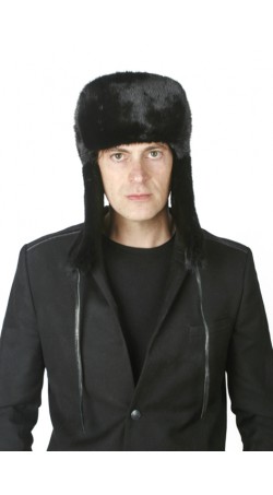 Black mink fur hat, Russian style